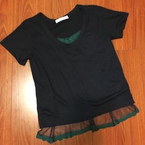 Sacai Luck Scoop Neck Lace T-shirt
